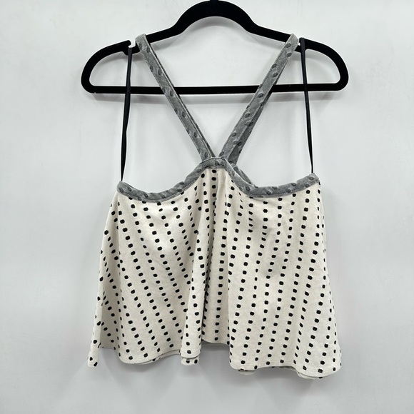ANTHROPOLOGY Postage stamp white-black polka dot flowy woman swing summer tank M - Picture 3 of 11